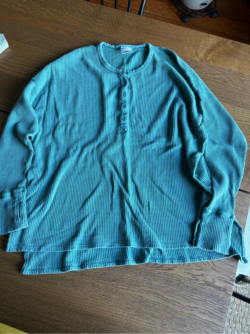 OFFLINE by Aerie Wow! Teal Waffle Henley Long-Sleeve Shirt